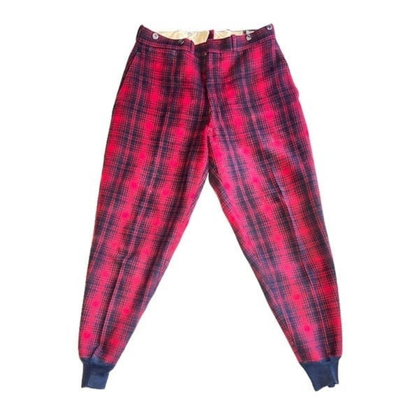 Vintage 40s 50s Woolrich Red Plaid Hunting Pants Heavy Tweed Plaid Rare Htf